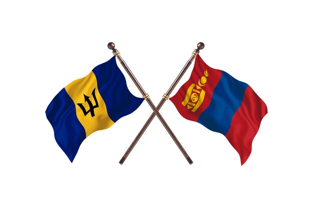 Barbados kontra Mongolia Flagi dwóch krajów w tle