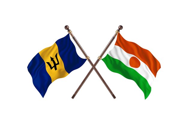 Barbados kontra Niger Tło flag dwóch krajów