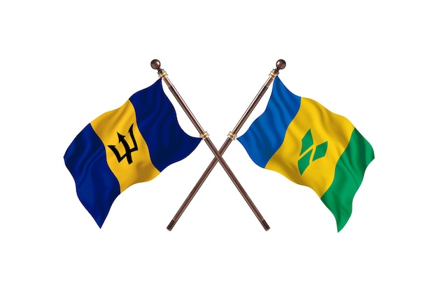 Barbados kontra Saint Vincent i Grenadyny Tło flagi dwóch krajów