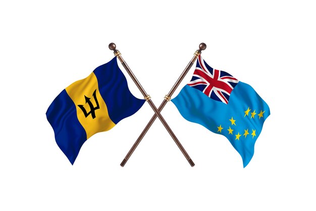 Barbados kontra Tuvalu Flagi dwóch krajów w tle