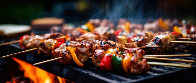 Barbecue mięso obiad dym ogień pieczenie jedzenie ciepło letni grill wołowina obiad na świeżym powietrzu BBQ gotować gorący szczyp piknik wieprzowina