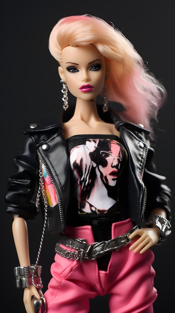 Barbie 1982 punk streetwear farba w sprayu w tle