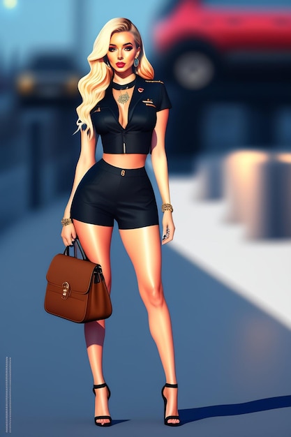 Barbie Shopaholic Summer Trendy Outfit plastikowa lalka portret Ai Generate