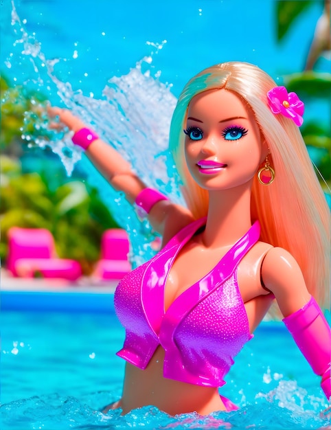 Barbie śliczna różowa plastikowa lalka trend na lato