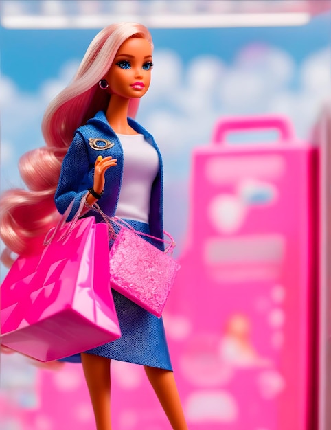 Barbie śliczna różowa plastikowa lalka trend na lato