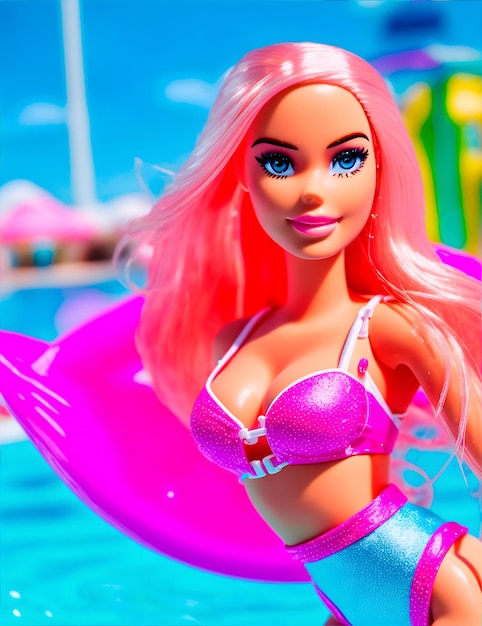 Barbie śliczna różowa plastikowa lalka trend na lato