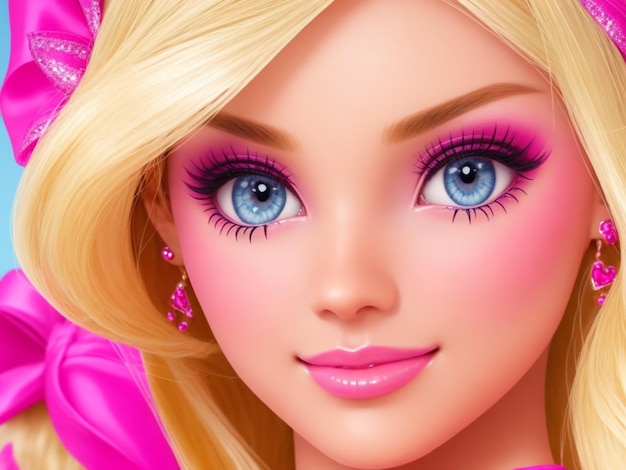 Barbie śliczna twarz na tle