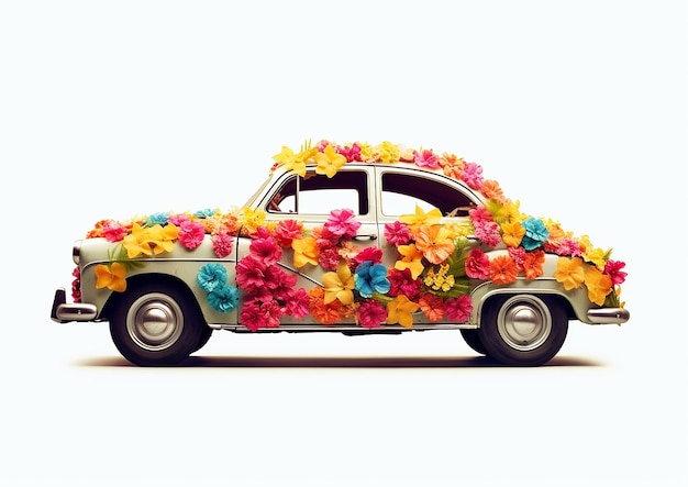 Bardzo ładny jeden samochód z pięknymi kwiatami