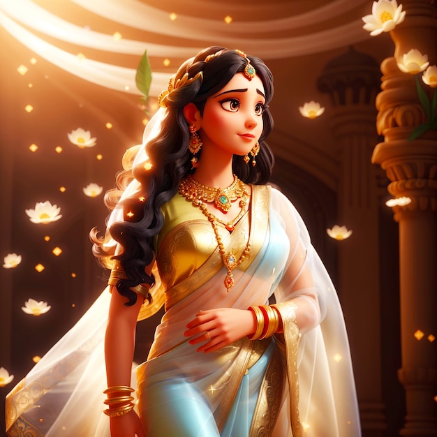 Bardzo szczegółowa bogini Sita z przodu