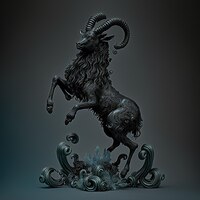 Zdjęcie bardzo szczegółowa czarna rzeźba znaku zodiaku koziorożca