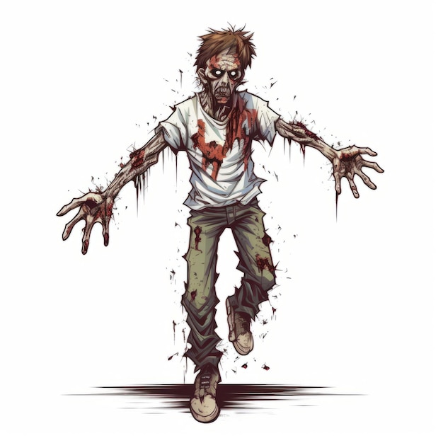 Bardzo szczegółowa ilustracja Zombie Man na białym tle