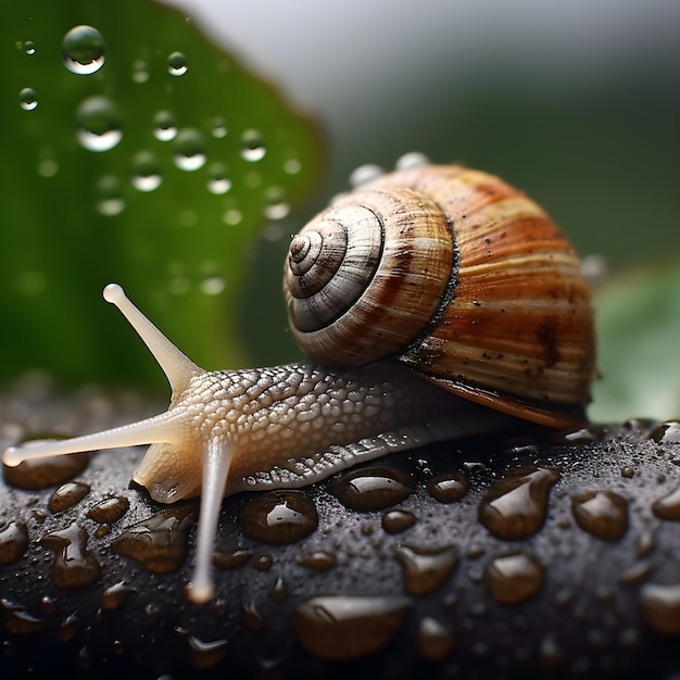 Bardzo szczegółowa makrofotografia ślimaka