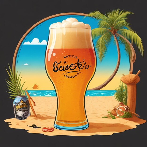 Bardzo szczegółowe szklanki piwa zagubione na plaży.