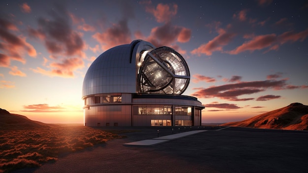 Bardzo szczegółowe ujęcie obserwatorium astronomicznego z teleskopami