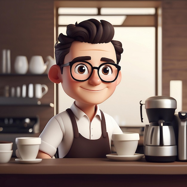 Barista kawy 3D