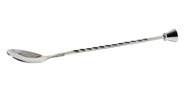 Zdjęcie barista metalowa łyżka na białym odosobnionym tle