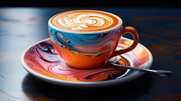 Zdjęcie barista pije kawę jasny kolor generatywny ai