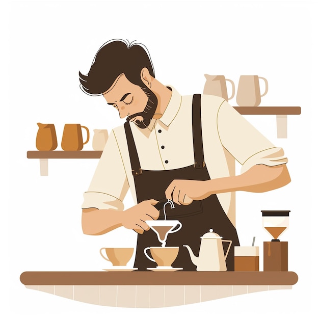 Barista robi kawy w kawiarni
