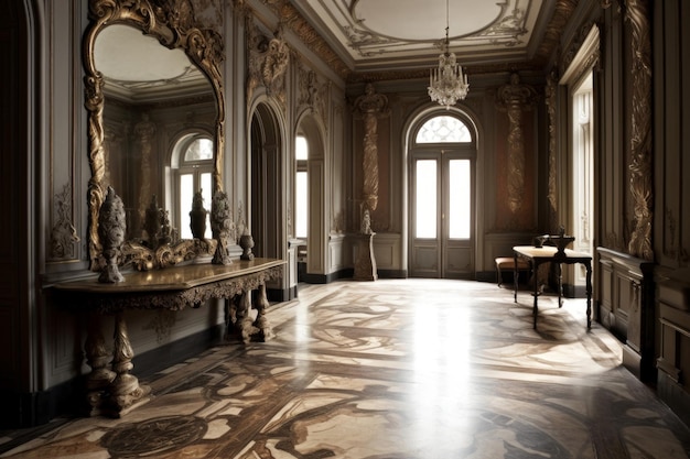 Barokowe wnętrze salonu Generuj Ai