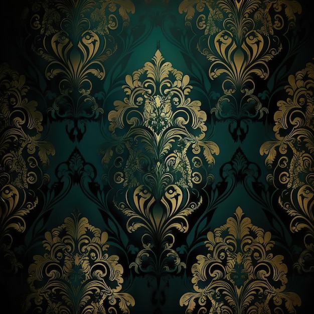Barokowy wzór tkaniny kwiecisty Klasyczny luksusowy staromodny adamaszkowy ornament królewski wiktoriański
