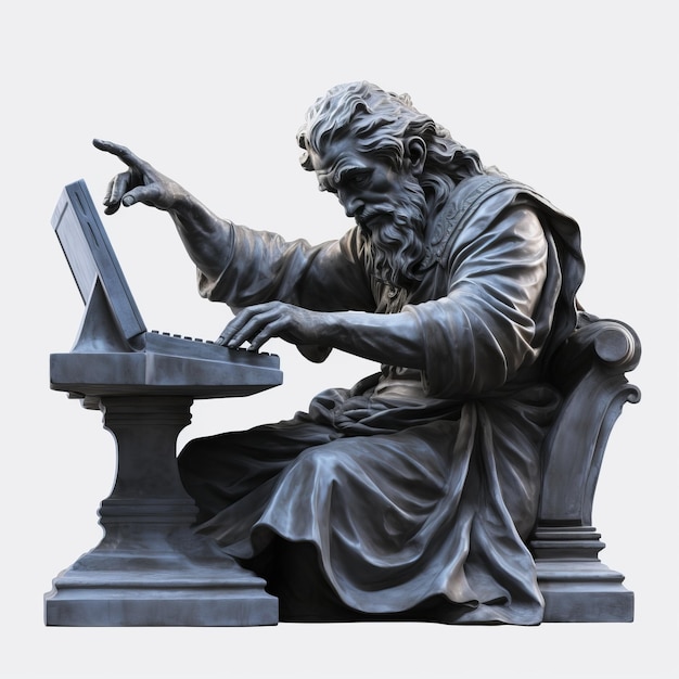 Baroque Scifi Keyboard Statue Filozoficzne dzieło sztuki