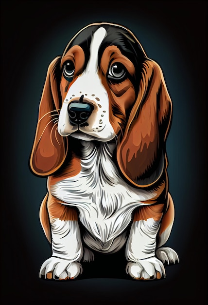 Basset Hound pies ładny szczeniak wysokiej jakości druk grafiki wektorowej