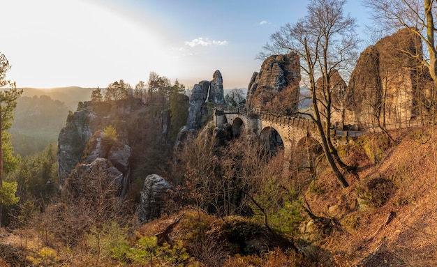 Bastei Bridge Saksońska Szwajcaria Niemcy