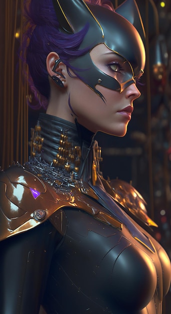 Batgirl Cyberpunk Oszałamiająco szczegółowa ilustracja w ultrarealistycznej rozdzielczości 8K