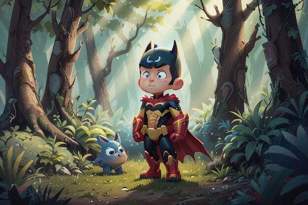 Batman Superman postać z kreskówki śliczna tapeta tło ilustracja Batman Forest