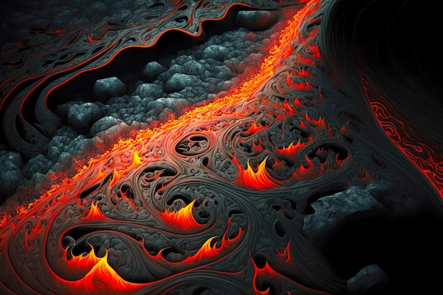 Zdjęcie beaful abstrakcyjne rysunki stworzone przez spalanie tekstury lawy