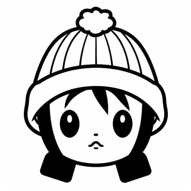 Zdjęcie beanie minimalny słodki płaski kolorownik kawaii linia sztuki