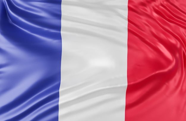 Beautiful France Flag Wave Close Up na tle transparentu z miejsca kopiowania., Model 3D i ilustracji.