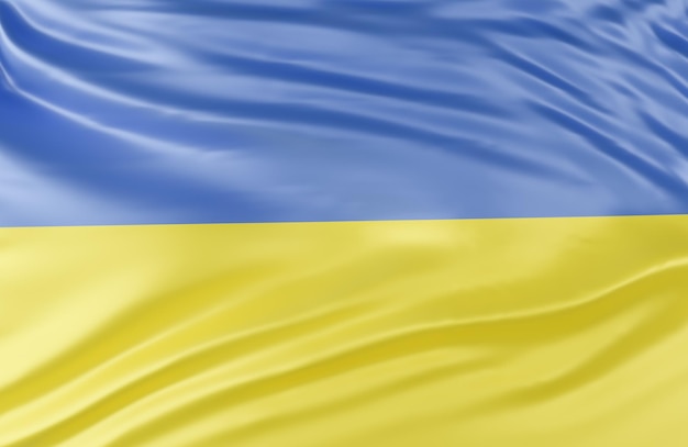 Beautiful Ukraine Flag Wave Close Up na tle transparentu z miejsca kopiowania., model 3d i ilustracji.