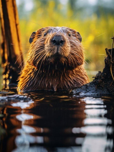 Beaver w swoim naturalnym środowisku Fotografia dzikiej przyrody Generatywna sztuczna inteligencja