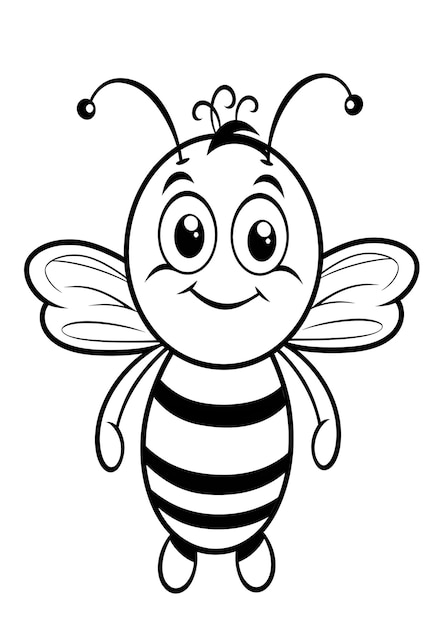 Zdjęcie bee coloring page honey bee line art coloring page bee outline illustration for coloring page animals coloring page cute bee coloring pages and book ai generative