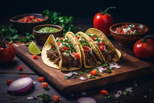 Beef Machaca Tacos z Pico de Gallo i Lime