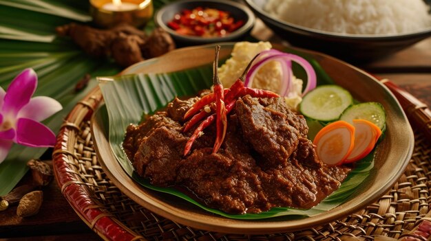 Beef Rendang przeciwko uroczystej indonezyjskiej uroczystości