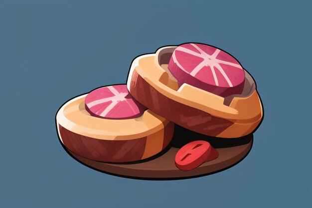 Beef western food UI icon Game prop design gourmet steak style 3D c4d element renderingu kreskówek