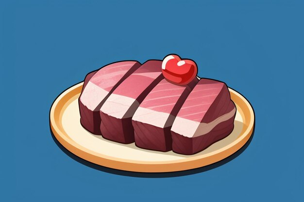 Beef western food UI icon Game prop design gourmet steak style 3D c4d element renderingu kreskówek