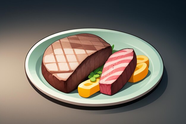 Beef Western Food Ui Icon Game Prop Design Gourmet Steak Style 3d C4d Element Renderingu Kreskówek