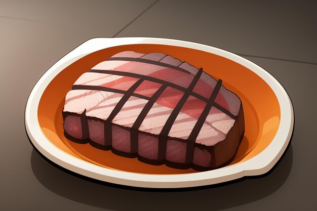 Beef western food UI icon Game prop design gourmet steak style 3D c4d element renderingu kreskówek