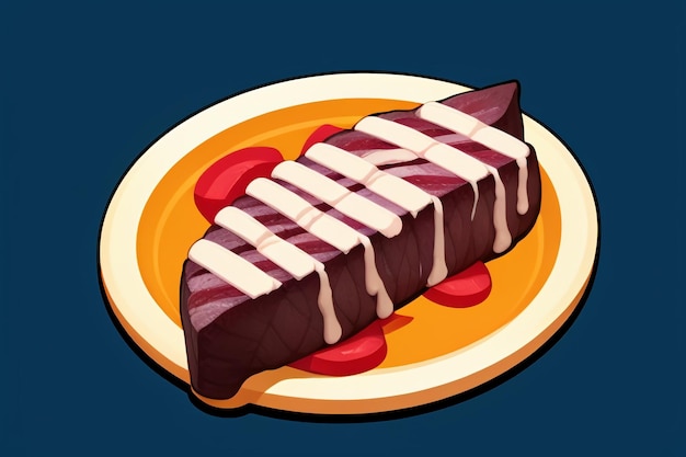 Beef western food UI icon Game prop design gourmet steak style 3D c4d element renderingu kreskówek