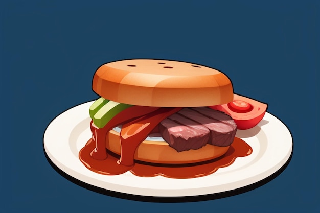 Beef western food UI icon Game prop design gourmet steak style 3D c4d element renderingu kreskówek