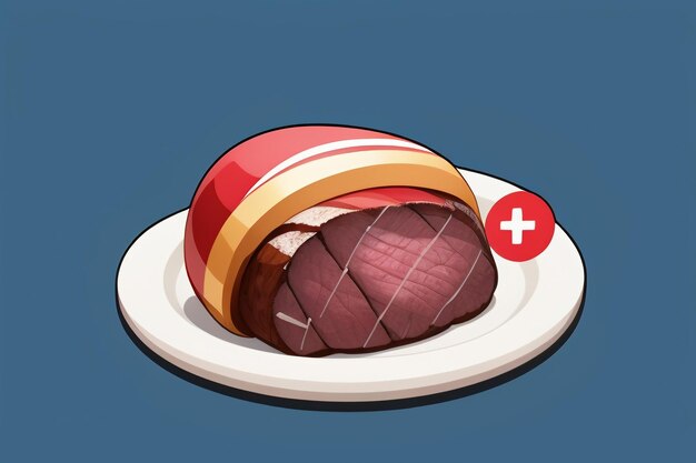 Beef western food UI icon Game prop design gourmet steak style 3D c4d element renderingu kreskówek