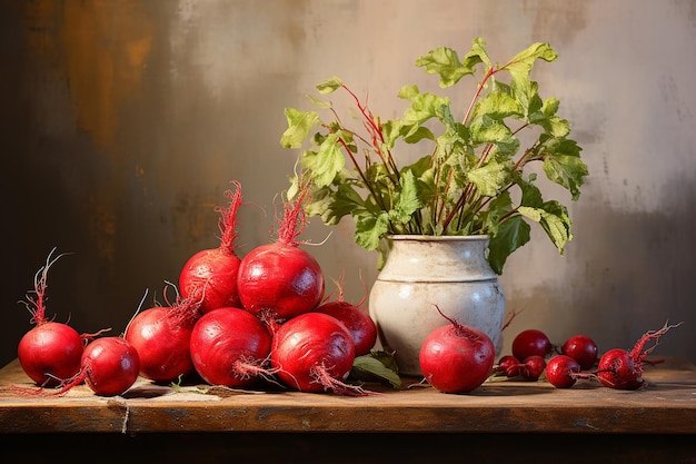 Beet Elegance Minimalistyczna malarstwo martwej natury