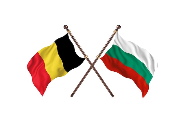 Belgia kontra Bułgaria Tło flagi dwóch krajów