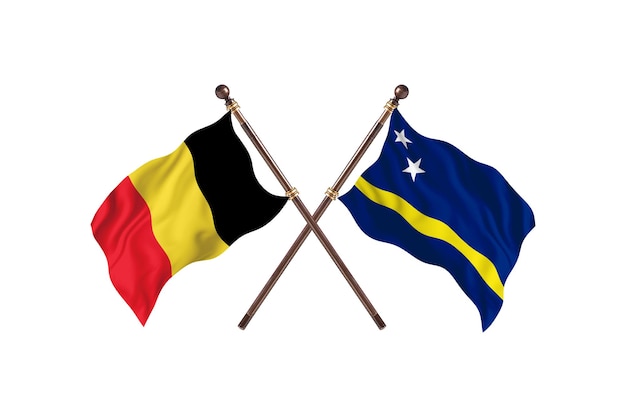 Belgia kontra Curacao Dwa kraje flagi w tle