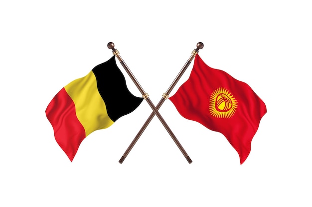 Belgia kontra Kirgistan Dwa kraje flagi w tle