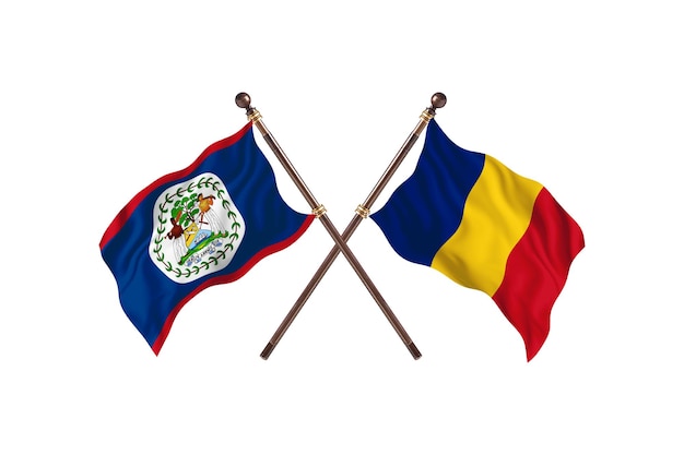 Belize kontra Rumunia Tło flagi dwóch krajów