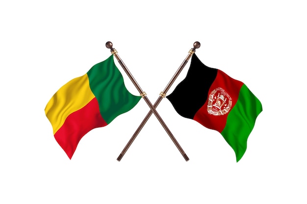 Benin kontra Afganistan Tło flagi dwóch krajów